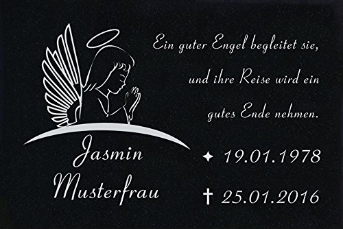 LaserArt24 Granit Grabstein, Grabplatte oder Grabschmuck mit dem Motiv Engel-ag03 und Ihrem Text/Daten LaserArt24 Granit Grabstein, Grabplatte oder Grabschmuck mit dem Motiv Engel-ag03 und Ihrem Text/Daten von LaserArt24
