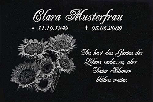 LaserArt24 Granit Grabstein, Grabplatte oder Grabschmuck mit dem Motiv Grabstein-ag30 und Ihrem Text/Daten von LaserArt24