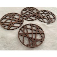4-Er Set Design Untersetzer, Abstrakt, Coaster, Holz Modern von LaserArtFactory