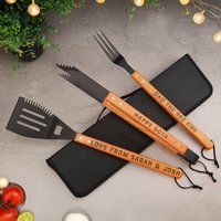 Personalisierte Barbeque Bbq Set, Individuell Gravierte Werkzeuge Utensilien Pfannenwender Zange Gabel Vatertag Geschenkset Grill Sommersteak von LaserChimp
