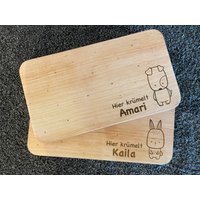 Frühstücksbrett - Kind Familie Brettchen Personalisiert Geschenk Schneidebrett von LaserCraftwerk