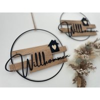 Türkranz Willkommen - Eingangsschild Klötzchen Holz Deko Schlicht Rustikal Türkranz Willkommen - Eingangsschild Klötzchen Holz Deko Schlicht Rustikal von LaserCraftwerk