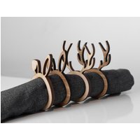 8x Holz-Serviettenringe Für Die Festtagstafel - Oster- Und Weihnachts Tischdeko Set Mit Hirsch Geweih Osterhase 8x Holz-Serviettenringe Für Die Festtagstafel - Oster- Und Weihnachts Tischdeko Set Mit Hirsch Geweih Osterhase von LaserMayr