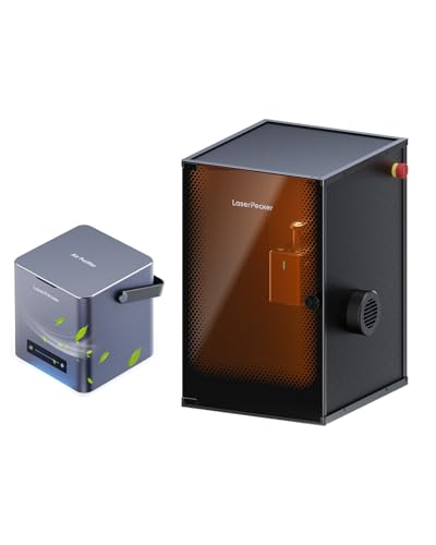 LaserPecker LP2 Laser Graviermaschine mit Sicherheitsabdeckung und Luftreiniger, Entspricht den Standards der Laserstufe 1, Laser Gravierer Laser Cutter 450 nm Halbleiter-Blaulicht, 600 mm/s von LaserPecker