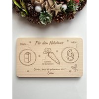 Nikolaus Oder Weihnachtsmann Brettchen Personalisiert - Weihnachtsbrett Für Milch, Kekse & Karotte Geschenk Kinder Weihnachten Nikolaus Oder Weihnachtsmann Brettchen Personalisiert - Weihnachtsbrett Für Milch, Kekse & Karotte Geschenk Kinder Weihnachten von LaserPlotterDesign