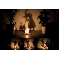Gruselige Hexe Teelichthalter Halloween Party Dekoration Kerze Schatten Gruselzeit Licht Süßes Oder Saures Geschenkidee von LaserSpear