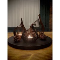 Windlicht Set Kerzenhalter Aus Holz Teelicht Kerzenständer von LaserTimeDsGn
