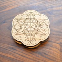 stern Tetraeder Hexagon Samen Des Lebens 3.5" Oder 4" Untersetzer - Heilige Geometrie Home Dekor Von Lasertrees Lt40037 von LaserTrees