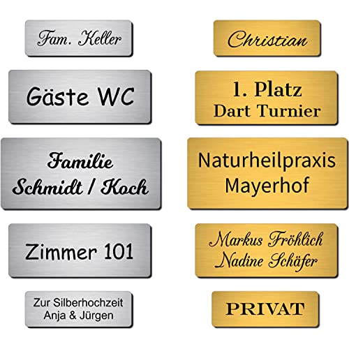 Klingelschild mit Gravur selbstklebend Namensschild Haustürschild Namensschilder für den Briefkasten Briefkastenschild personalisiert Willkommensschild Türschild, Modern, in silber und gold von Albcraft MADE WITH LOVE