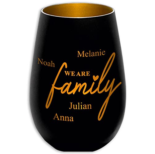 Windlicht - We Are Family - schwarz/Gold - mit Namen personalisierbar von Albcraft MADE WITH LOVE