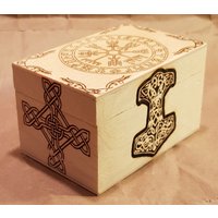 Holzbox Holzkiste Schatulle Rechteckig Woodburning Viking Wikinger Nordisch von LasergravurenShop