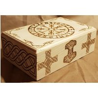 Holzbox Holzkiste Schatulle Rechteckig Woodburning Viking Wikinger Nordisch von LasergravurenShop