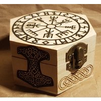 Holzbox Holzkiste Sechseckig Woodburning Viking Wikinger Nordisch von LasergravurenShop