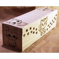 Holzbox Holzkiste Stiftebox Lang Katze Kitten Cute Mit Wunschgravur Wunschtext von LasergravurenShop