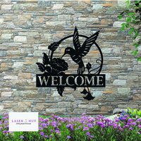 Kolibri Willkommens-Schild Rustikale Garten-Wand-Kunst Aus Metall von LaserhutGifts