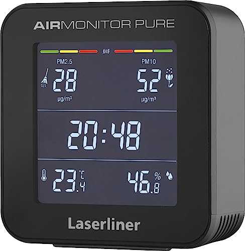 Umarex Laserline AirMonitor Pure (mit Präzisionssensor, Messung der flüchtigen organischen Verbindungen, zeigt Luftschadstoffe, Luftfeuchtigkeit, Temperatur und Uhrzeit an) 082.431A von Laserliner