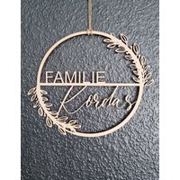 Türkranz Personalisiert Mit Familienname Aus Holz Blüten Blättern Zweigen Türschild Schild von LasermasterOK