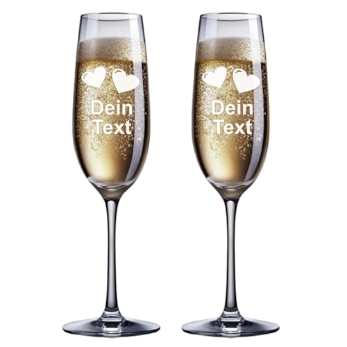 2er-Set Sektgläser – personalisierbares Sekt Glas mit Namen oder Spruch – Champagnerglas aus Kristall – Lasergravur – Geschenk zur Hochzeit, zum Jahrestag, zum Valentinstag, 20cl – 12 Designs von Lasernauten