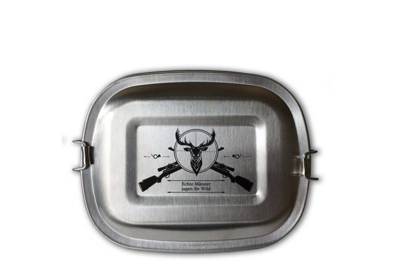 Lasernauten Lunchbox Lunchbox Edelstahl Brotdose mit Gravur Jagd Jäger in 3 Größen und Set, kleine Dose (ca. 700ml), Mit Gravur von Lasernauten