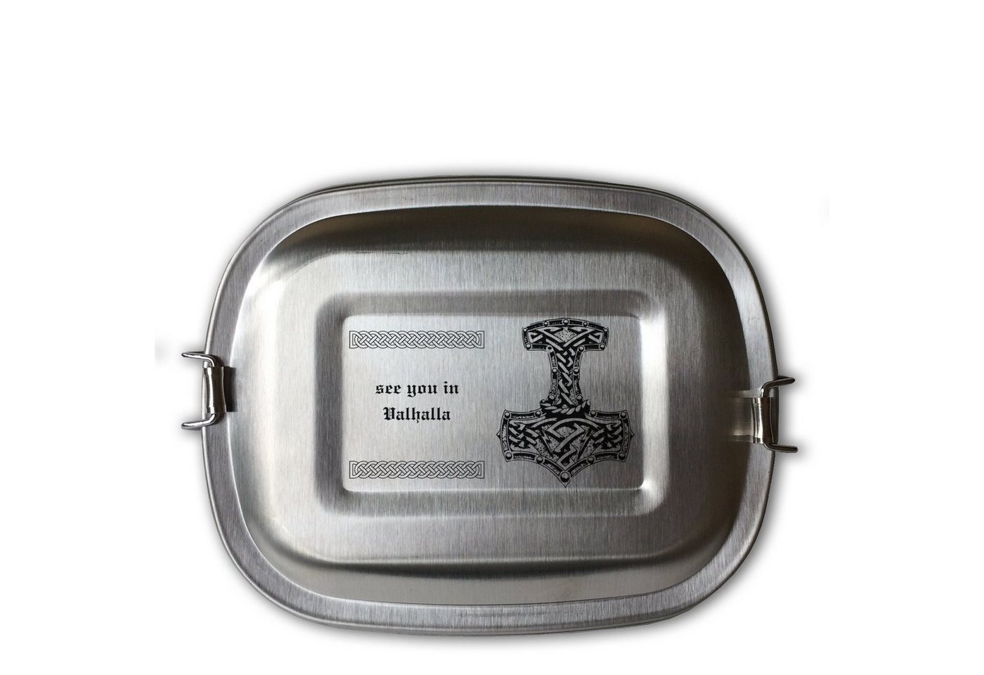 Lasernauten Lunchbox Lunchbox Edelstahl mit Gravur Thors Hammer Odin Walhalla versch Motive, Kleine Dose (ca. 700ml) von Lasernauten