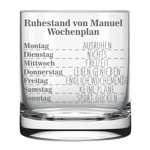 Personalisiertes Glas mit Gravur zur Rente Ruhestand mit Name Whiskyglas Geschenk Pensionierung graviert Trinkglas Rentner Abschiedsgeschenk von Lasernauten