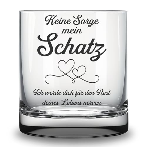 Trinkglas mit Gravur "Keine Sorge mein Schatz, ich werde dich für den Rest deines Lebens nerven" – Humorvolles Geschenk für Partner, Freundin oder Freund Whisky, Gin Softdrinks – 0,25 L Trinkglas mit Gravur "Keine Sorge mein Schatz, ich werde dich für den Rest deines Lebens nerven" – Humorvolles Geschenk für Partner, Freundin oder Freund Whisky, Gin Softdrinks – 0,25 L von Lasernauten