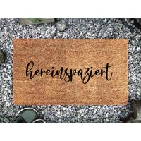 Kokos Fußmatte "Hereinspaziert" | Geschenk Zum Einzug Hochzeitsgeschenk Türmatte von LaserschmiedeAllgaeu