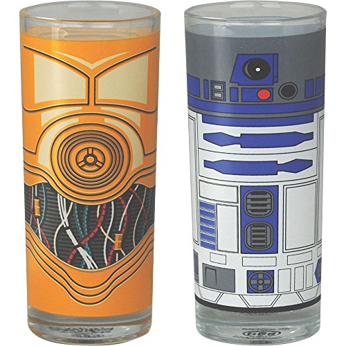Lasgo Star Wars Trinkgläser, Glas, Mehrfarbig, 6,5cm x 6,5cm x 15cm, 2 von Star Wars