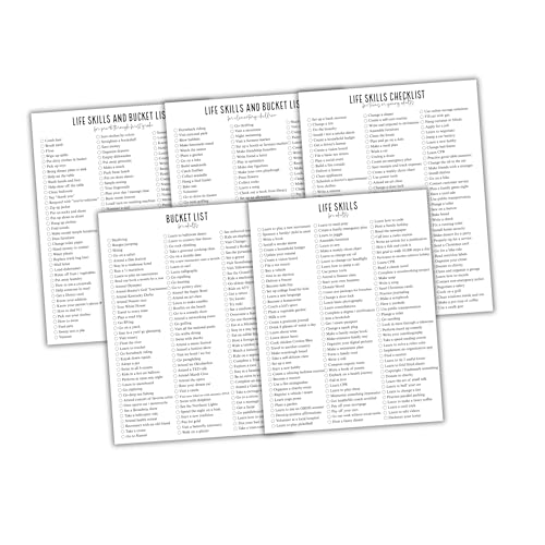Bucket List and Life Skills Checklist for Growing Up Ages Elementary to Adult 25 pk 21.6x27.9 cm 5 of Each List ADHS Planning Things To Do Graduating von Lashicorn