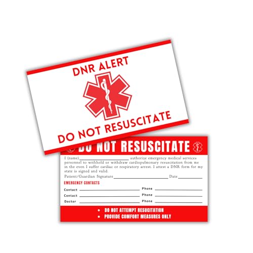 DNR Do Not Resuscitate Plastikkarte im Brieftaschenformat, 5 Stück, 5,1 x 8,9 cm, Notfallkontakt, ältere Menschen, Kurzreferenz, rot, für EMT Medical Personnel Richtlinie DNR Do Not Resuscitate Plastikkarte im Brieftaschenformat, 5 Stück, 5,1 x 8,9 cm, Notfallkontakt, ältere Menschen, Kurzreferenz, rot, für EMT Medical Personnel Richtlinie von Lashicorn