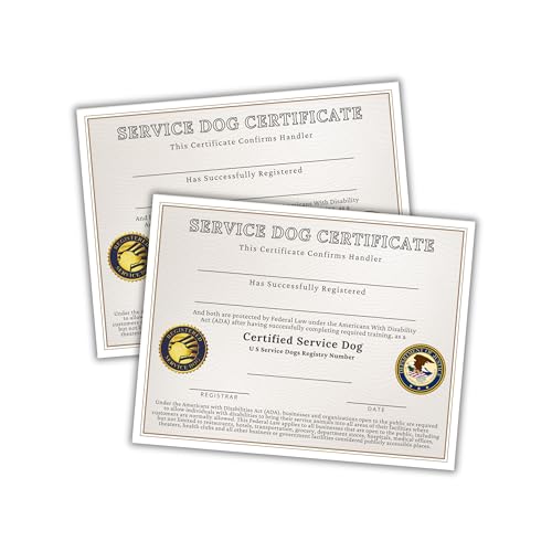 Diensthund-Registrierungsbescheinigung, 6 Stück auf Leinen, 21,6 x 27,9 cm, zertifizierte US-Trainingsabschlüsse für Hundeführer, Ausweis, ADA, Behindertenrechte Diensthund-Registrierungsbescheinigung, 6 Stück auf Leinen, 21,6 x 27,9 cm, zertifizierte US-Trainingsabschlüsse für Hundeführer, Ausweis, ADA, Behindertenrechte von Lashicorn