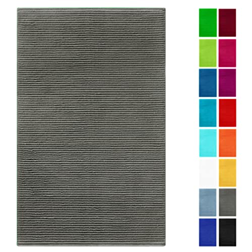 Lashuma Frottee Badezimmermatte waschbar Dunkel - Grau, Linz saugfähige weiche Badematte 50x80 cm Lashuma Frottee Badezimmermatte waschbar Dunkel - Grau, Linz saugfähige weiche Badematte 50x80 cm von Lashuma
