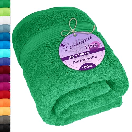Lashuma grosses Badehandtuch XXL, Linz Strandtuch Grün - Forst, Badetuch für Liege 100x150 cm Lashuma grosses Badehandtuch XXL, Linz Strandtuch Grün - Forst, Badetuch für Liege 100x150 cm von Lashuma