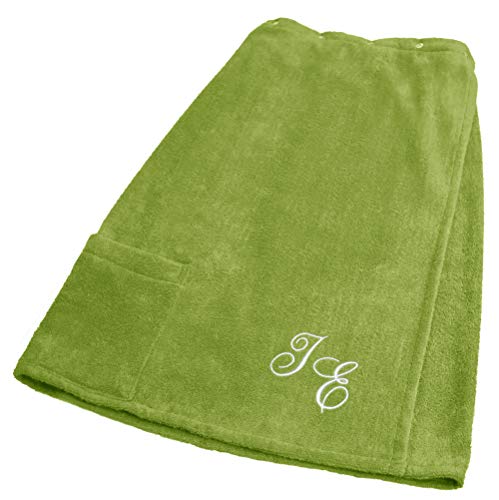 Lashuma Framsohn Saunatuch Fun Sarong Saunakilt für die Dame, Farbe Moos Grün, Bestickt mit Ihrem Wunsch Monogramm Weiß Lashuma Framsohn Saunatuch Fun Sarong Saunakilt für die Dame, Farbe Moos Grün, Bestickt mit Ihrem Wunsch Monogramm Weiß von Lashuma