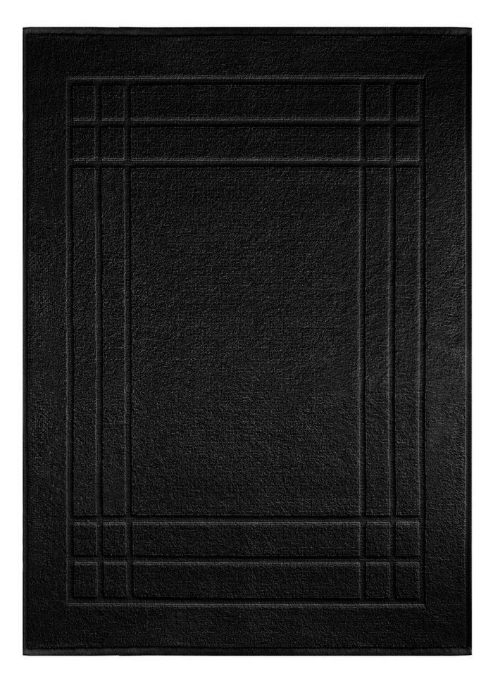 Badematte Pure Lashuma, Höhe 5 mm, schnell trocknend, Baumwolle, rechteckig, flauschiger Bad Teppich in schwarz 50x70 cm von Lashuma