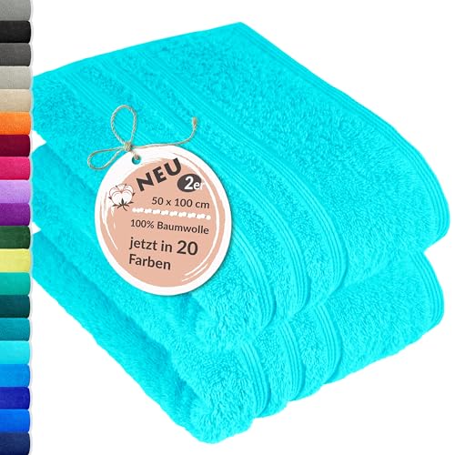 Lashuma 2er Handtuch Set 50x100 cm Türkis - Lagunen, London saugstarke Frotteehandtücher für Bad von Lashuma