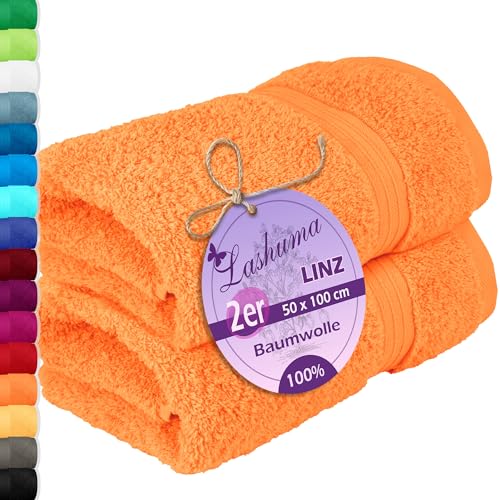 Lashuma 2er Handtuchset Baumwolle 50x100 cm, Linz Sporthandtuch Orange - Blut Lashuma 2er Handtuchset Baumwolle 50x100 cm, Linz Sporthandtuch Orange - Blut von Lashuma