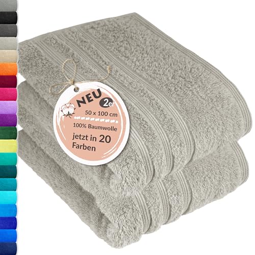 Lashuma 2er Handtuch Set Grau - Kiesel, London Geschenkset 2X weiche Handtücher 50x100 cm von Lashuma