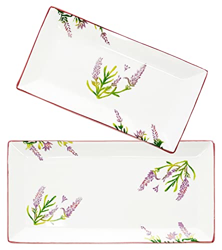 Lashuma tiefe Obstplatten 28x15 cm - 38x18 cm, Servierteller Set 2 teilig, Speiseteller lila Lavendel von Lashuma
