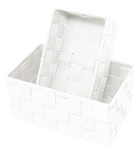 Lashuma 2er Korbset Aufbewahrungskörbe, Weiße Badkörbchen, Kleines Körbchen: 19x10x7 cm, Großer Korb: 20x13x10 cm Lashuma 2er Korbset Aufbewahrungskörbe, Weiße Badkörbchen, Kleines Körbchen: 19x10x7 cm, Großer Korb: 20x13x10 cm von Lashuma