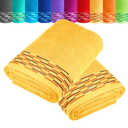 Lashuma 2er Set Duschtücher Gelb - Aprikose, Lugano weiche Wellness Badetücher 70x140 cm Lashuma 2er Set Duschtücher Gelb - Aprikose, Lugano weiche Wellness Badetücher 70x140 cm von Lashuma