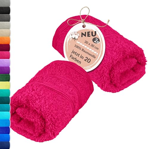 Lashuma 2er Set Handtuch klein Rot - Rhabarber, London Frottee Seiftücher 30x30 cm von Lashuma