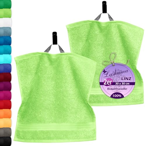 Lashuma 2er Set Waschlappen Apfelgrün, Gästehandtücher 30x30 cm, Linz kleine Handtücher Lashuma 2er Set Waschlappen Apfelgrün, Gästehandtücher 30x30 cm, Linz kleine Handtücher von Lashuma