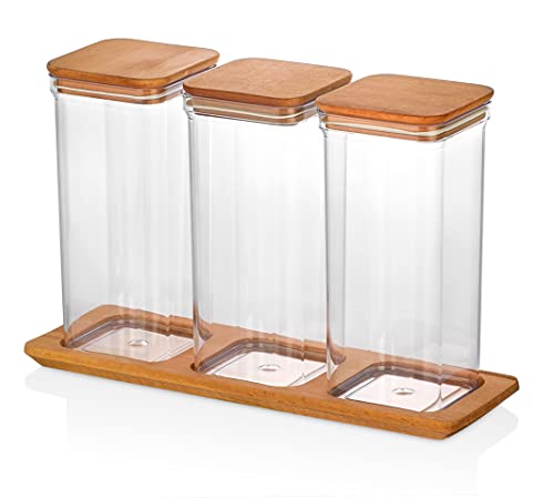 Lashuma 3 Stück Aufbewahrungsboxen Küche transparent, Müsli Frischhalteboxen 1,5 l, Nudel Dosen Kunststoff von Lashuma