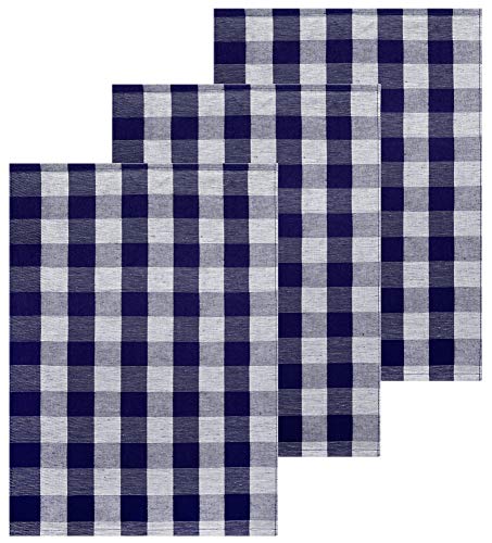 Lashuma 3er Geschirrhandtuch Set Halbleinen, Handtücher Blau - Nacht, Größe: 50x70 cm von Lashuma