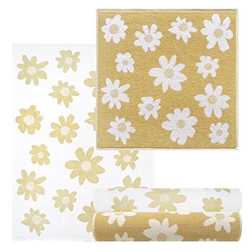 Lashuma Geschirrtuch Set Gelb, Design: Blumen, 2X 50x50. Frotteetücher - 2X 50x70 cm Moderne Küchtentücher Lashuma Geschirrtuch Set Gelb, Design: Blumen, 2X 50x50. Frotteetücher - 2X 50x70 cm Moderne Küchtentücher von Lashuma