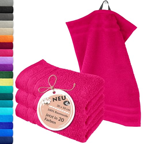 Lashuma Handtuchset flauschig, London 4er Set Händehandtücher Rhabarber – Rot 30x50 cm von Lashuma