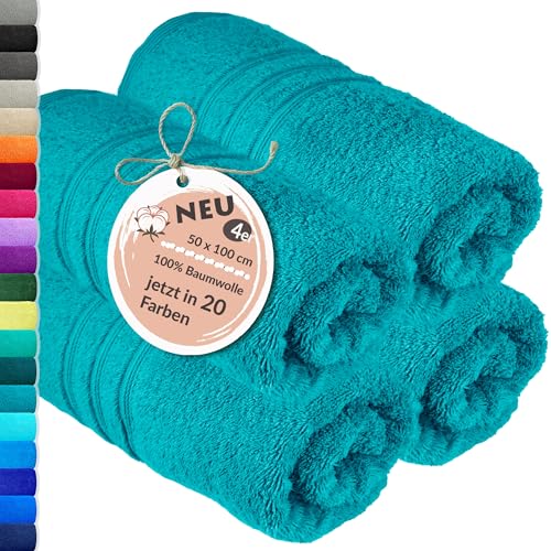 Lashuma 4er Frottee Handtücher Set 50x100 cm, London Baumwoll Frottierhandtücher Grün - Nautic Lashuma 4er Frottee Handtücher Set 50x100 cm, London Baumwoll Frottierhandtücher Grün - Nautic von Lashuma