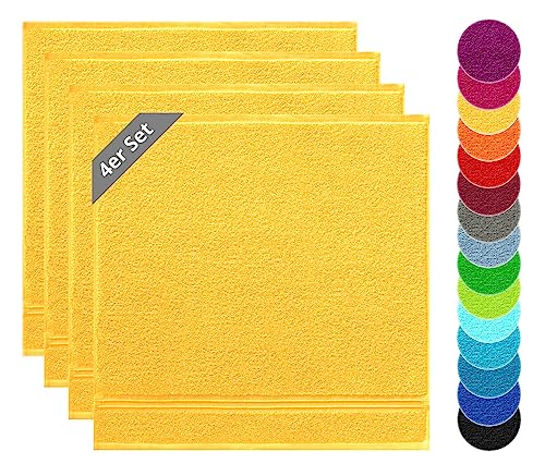 Lashuma Geschirrtücher 100% Baumwolle 50x50cm Gelb, Linz 4er Set Frottee Trockentücher für Hände von Lashuma