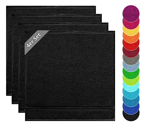 Lashuma 4er Set Frottee Geschirrtücher 50x50 cm, Linz Baumwoll Küchenhandtücher Schwarz von Lashuma